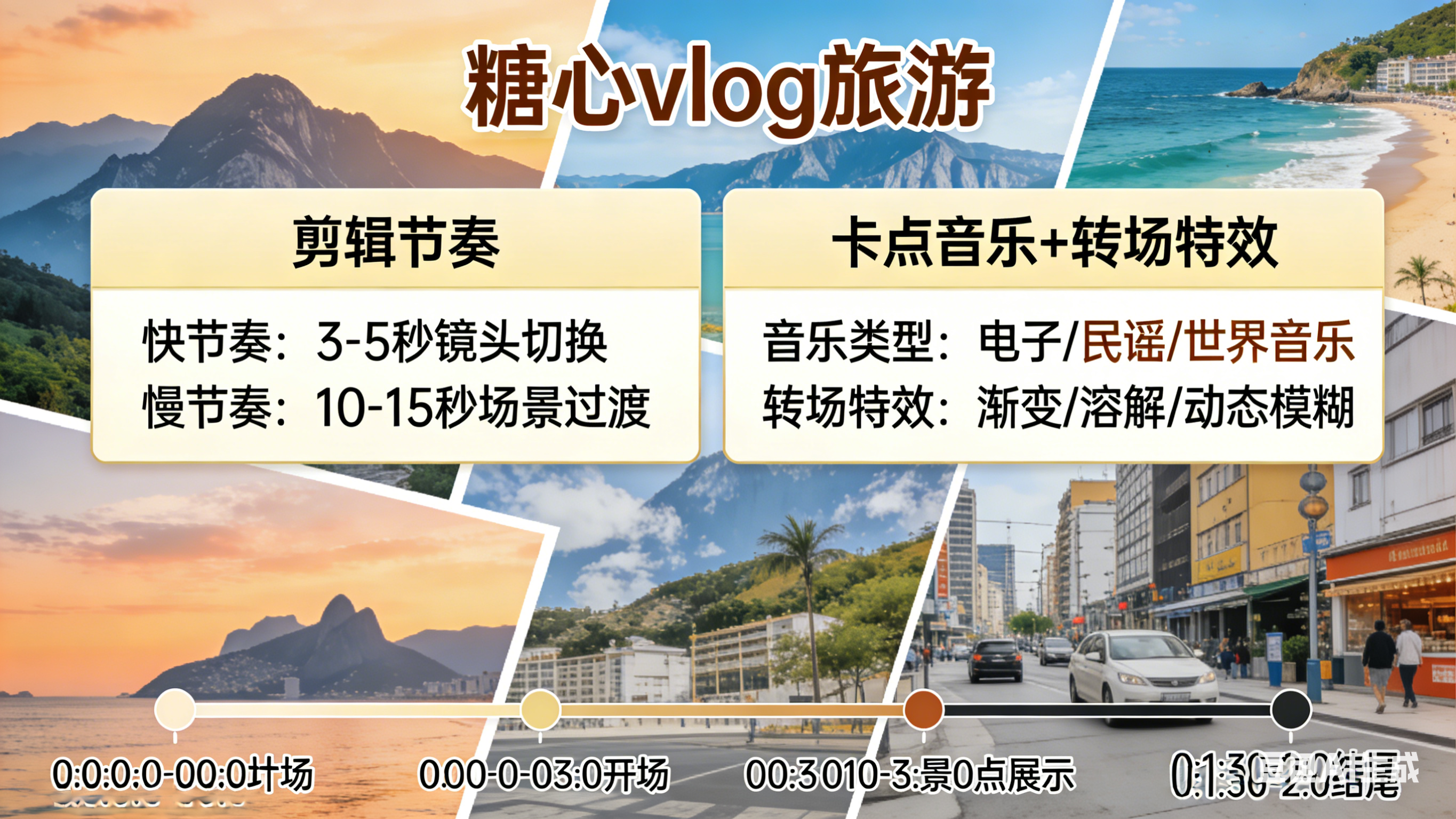 糖心vlog旅游 - 旅游vlog后期剪辑节奏，卡点音乐+转场特效适配旅拍风格